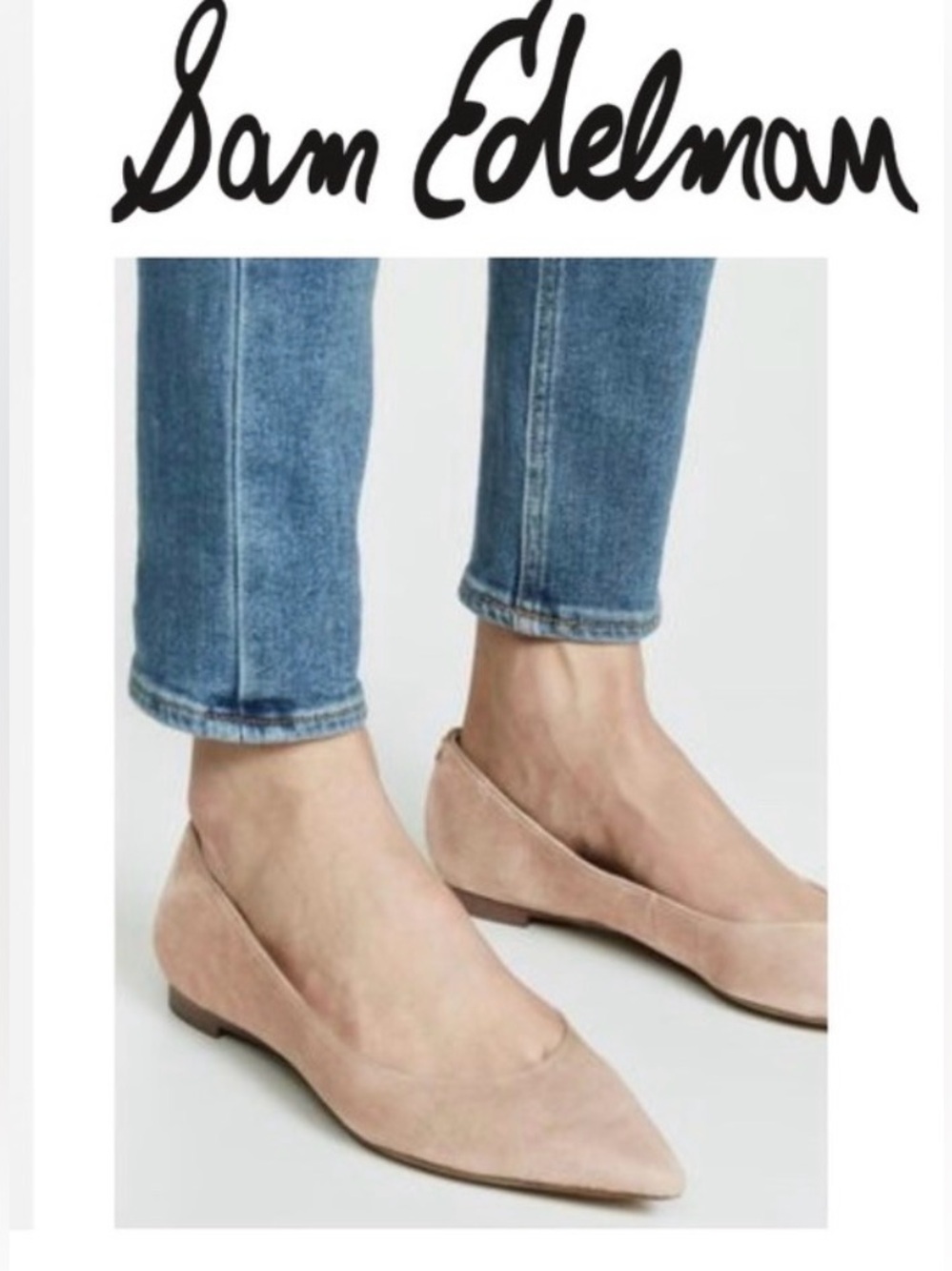 New without paper tag. Sam Edelman Sally Oatmeal Suede Pointed Toe Flats. 8 1/2. - Picture 3 of 11